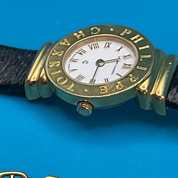 Gold-Tone Women's Watch with Black Leather Strap - Picture 11 of 14